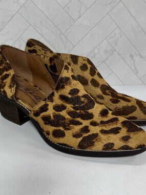 Zodiac Women's Brown Real Cow Fur Print Ankle Bootie Heel Shoe Size 8.5